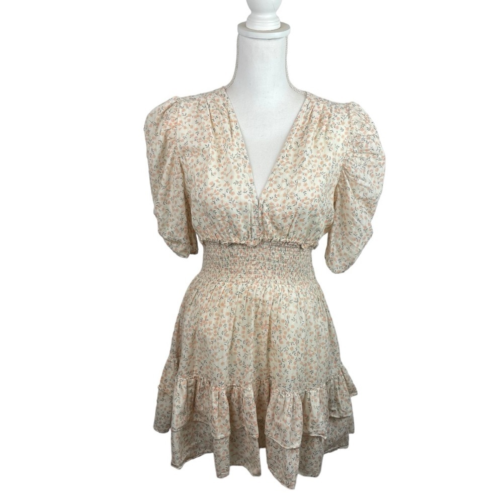Cleobella | Sadie Cream Pastel Ditzy Floral Tiered Mini Dress